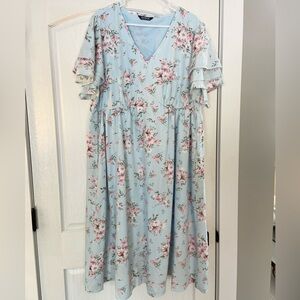 Floral Women’s Dress in Blue and Pink
